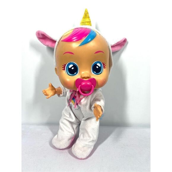 Cry Babies Doll Dreamy the Unicorn Hooded Outfit Pacifier Cries Real Tears 12” - Picture 1 of 9